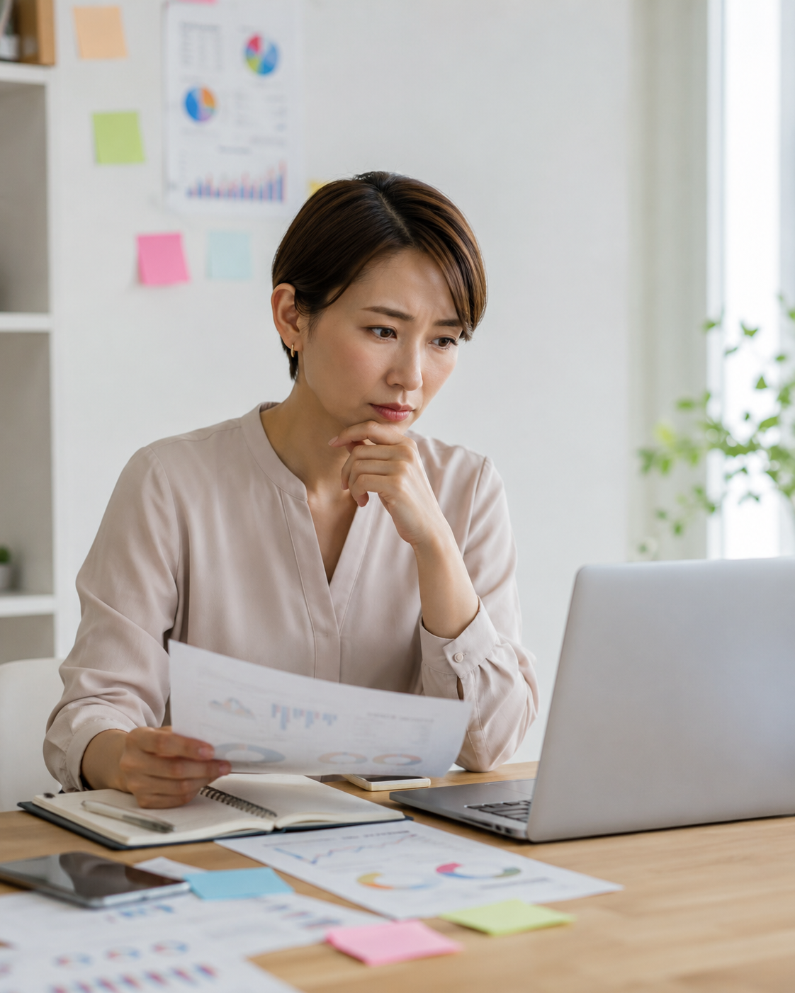 WEB集客について悩んでいる女性のイメージ