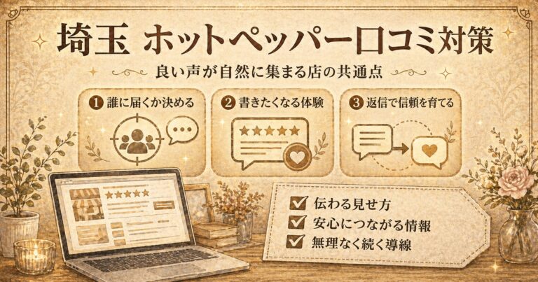 埼玉のホットペッパー口コミ対策として、良い口コミが自然に集まるお店の共通点を3つの視点で解説したアイキャッチ画像