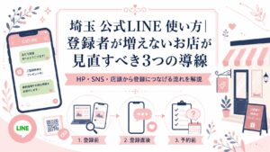 埼玉の店舗向けに公式LINEの登録者が増えない原因と、HP・SNS・店頭から友だち追加につなげる3つの導線を解説するアイキャッチ画像