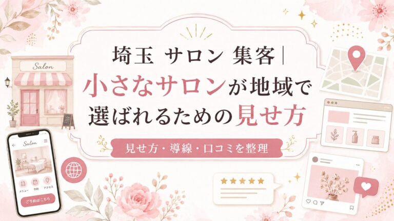 埼玉の小さなサロン向けに、地域で選ばれるための見せ方・集客導線・口コミの整え方を解説するアイキャッチ画像
