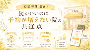 埼玉の整体院向けに、腕がいいのに予約が増えない原因と、見つけやすさ・安心材料・予約導線の改善を解説するアイキャッチ画像